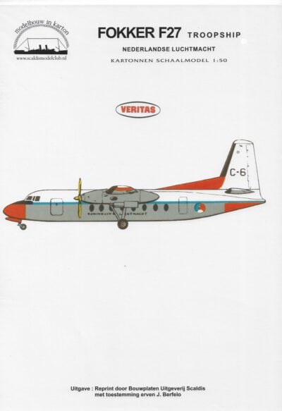 van de Fokker F 27 Troopship, KLU, schaal 1:50