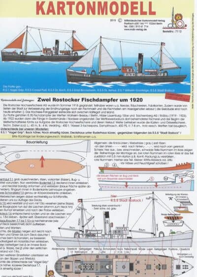 Twee Rostocker visstoomschepen uit 1920 1:250