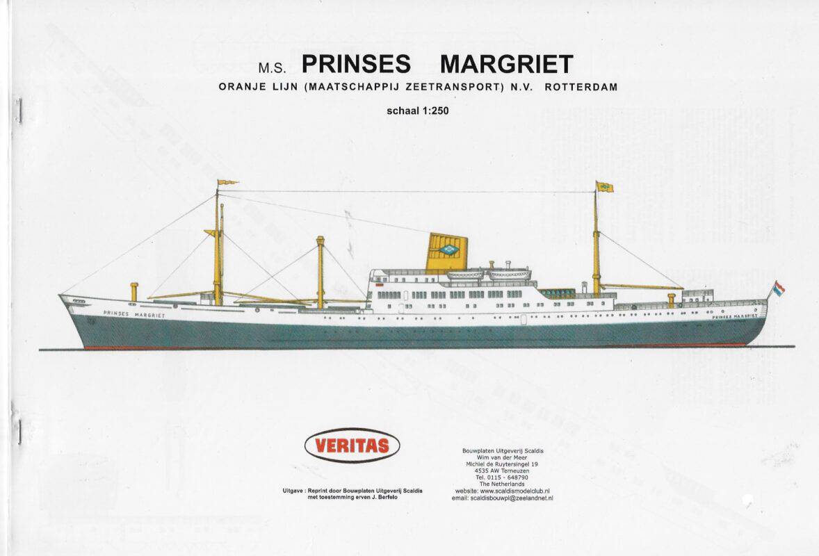 passagierschip vrachtschip Prinses margriet Oranje lijn, schaal 1/250
