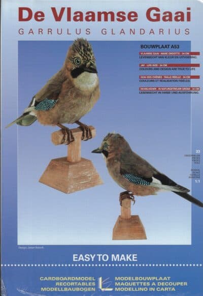 Bouwplaat Leon Schuijt vogel Vlaamse Gaai 1:1