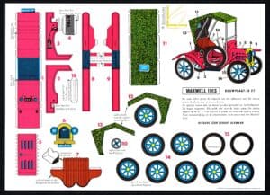Bouwplaat Leon Schuijt Twee eenvoudige modellen C27 C28 MAxwell 1913 en Locomobile 1906 - Afbeelding 2