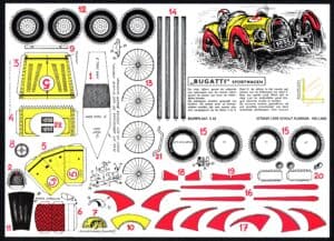 Bouwplaat Leon Schuijt Twee eenvoudige modellen C31/C32 T-Ford 1917 en Bugatti - Afbeelding 2