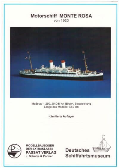 Passgierschip 1930 MONTA ROSA WILHELM Deutsches Schiffahrtmuseum 1:250
